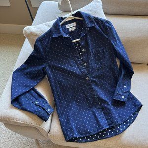 Madewell long-sleeve shirt in dark indigo with a polka dots Extra-small